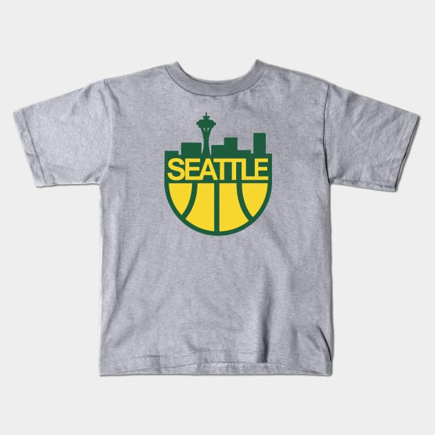 Defunct Seattle Supersonic Skyline Kids T-Shirt by LocalZonly